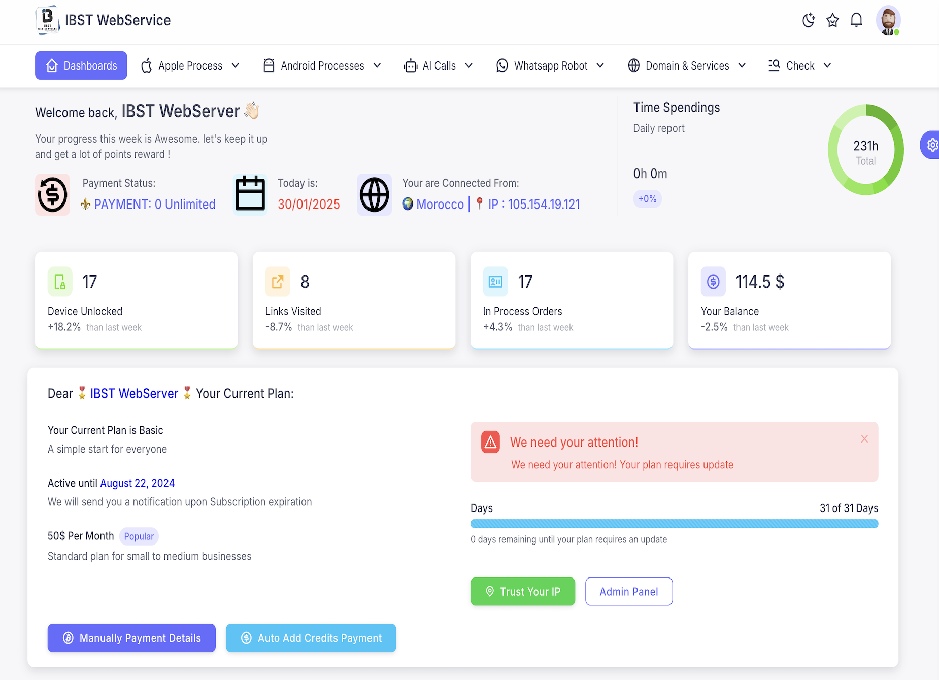 hero dashboard